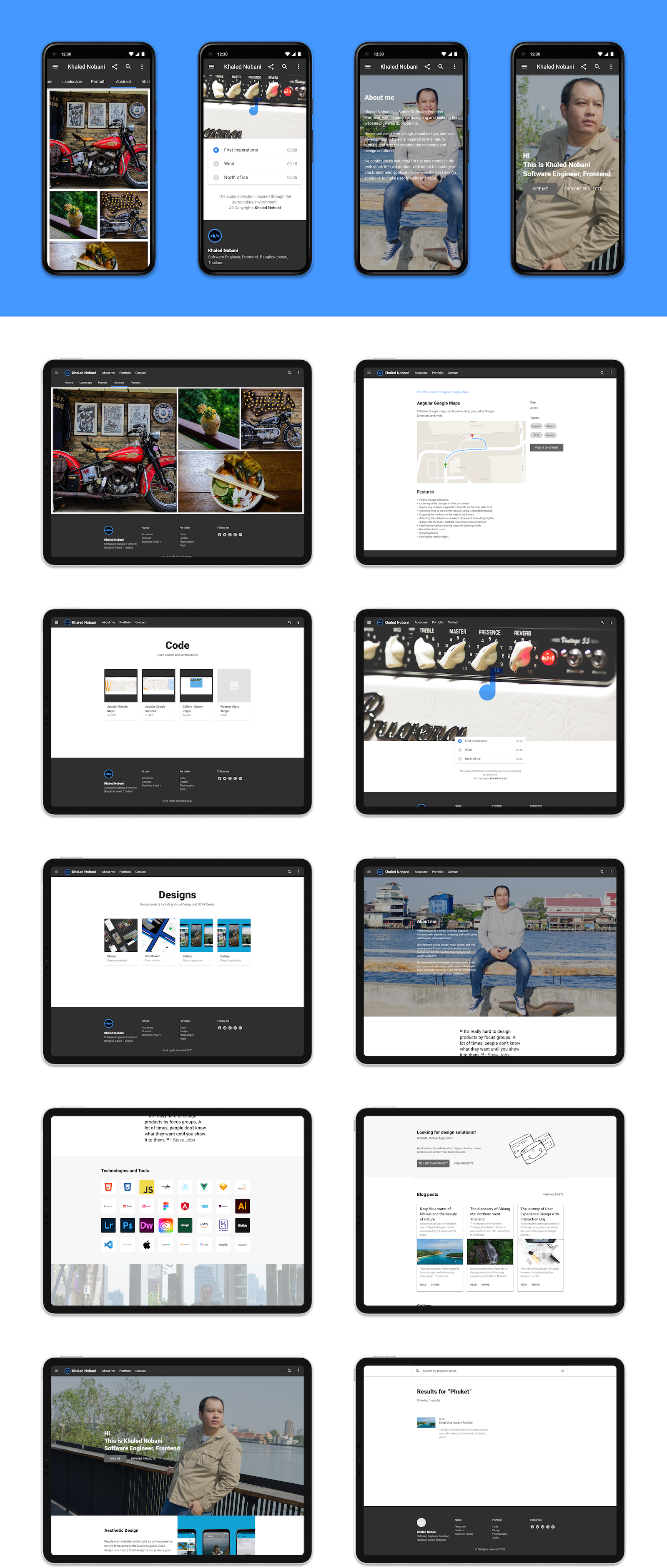The diagram is representing the high fidelity of the design related to "Khaled Nobani Website"