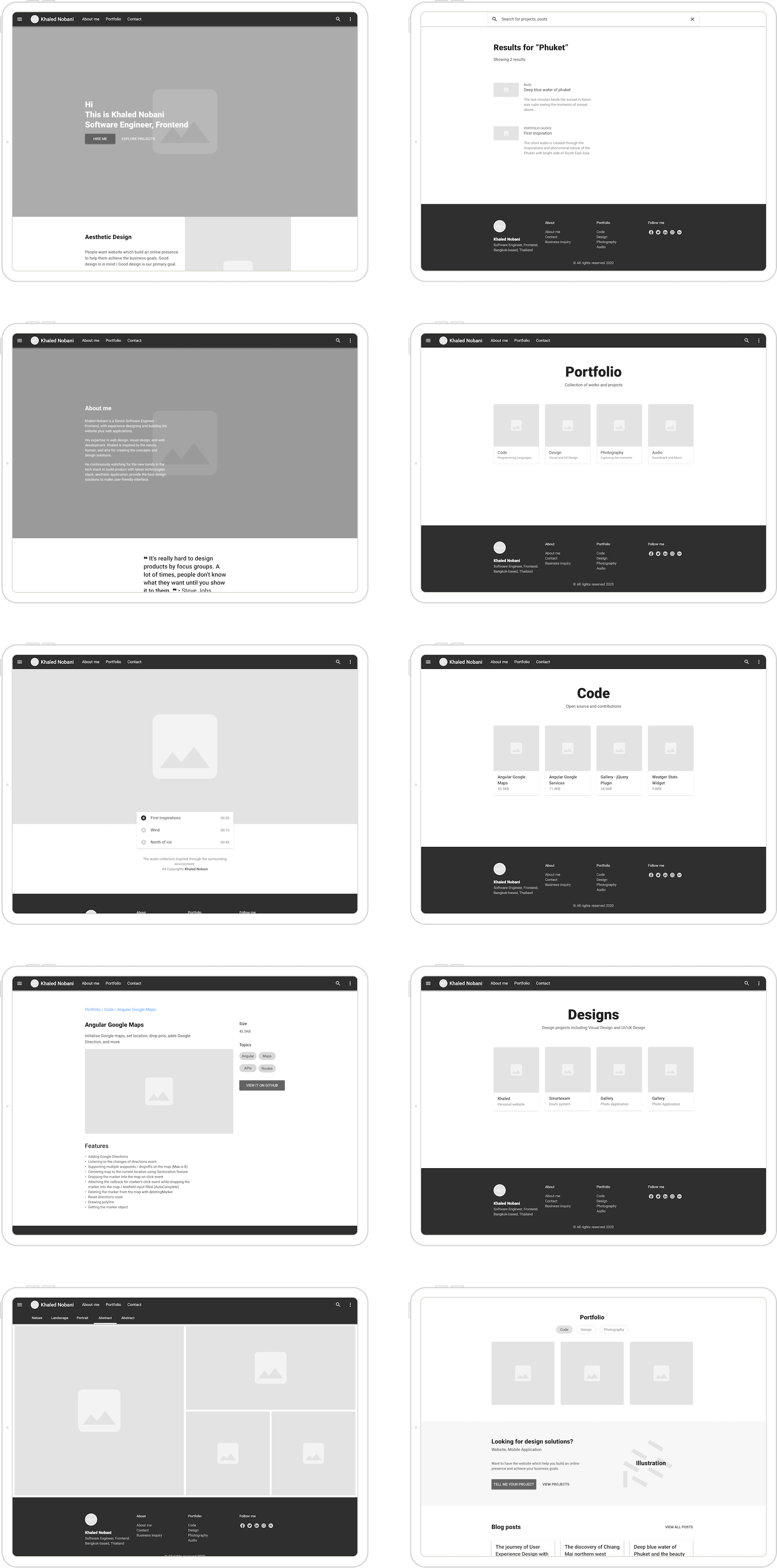 The diagram is representing the low fidelity of the design related to "Khaled Nobani Website"