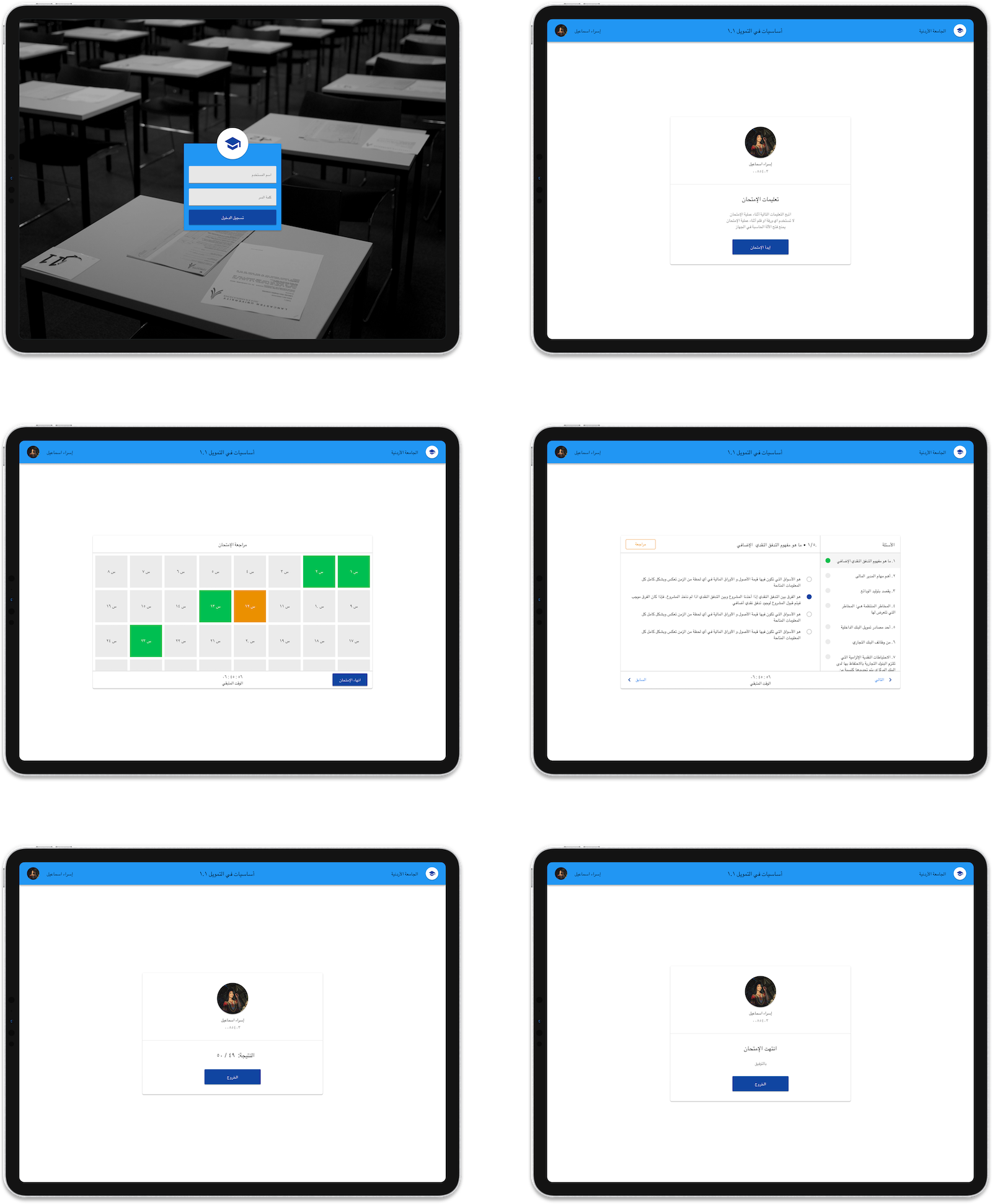 The graphics are the set of screenshots on the iPad Pro 12.9-inch related to the SmartExam system